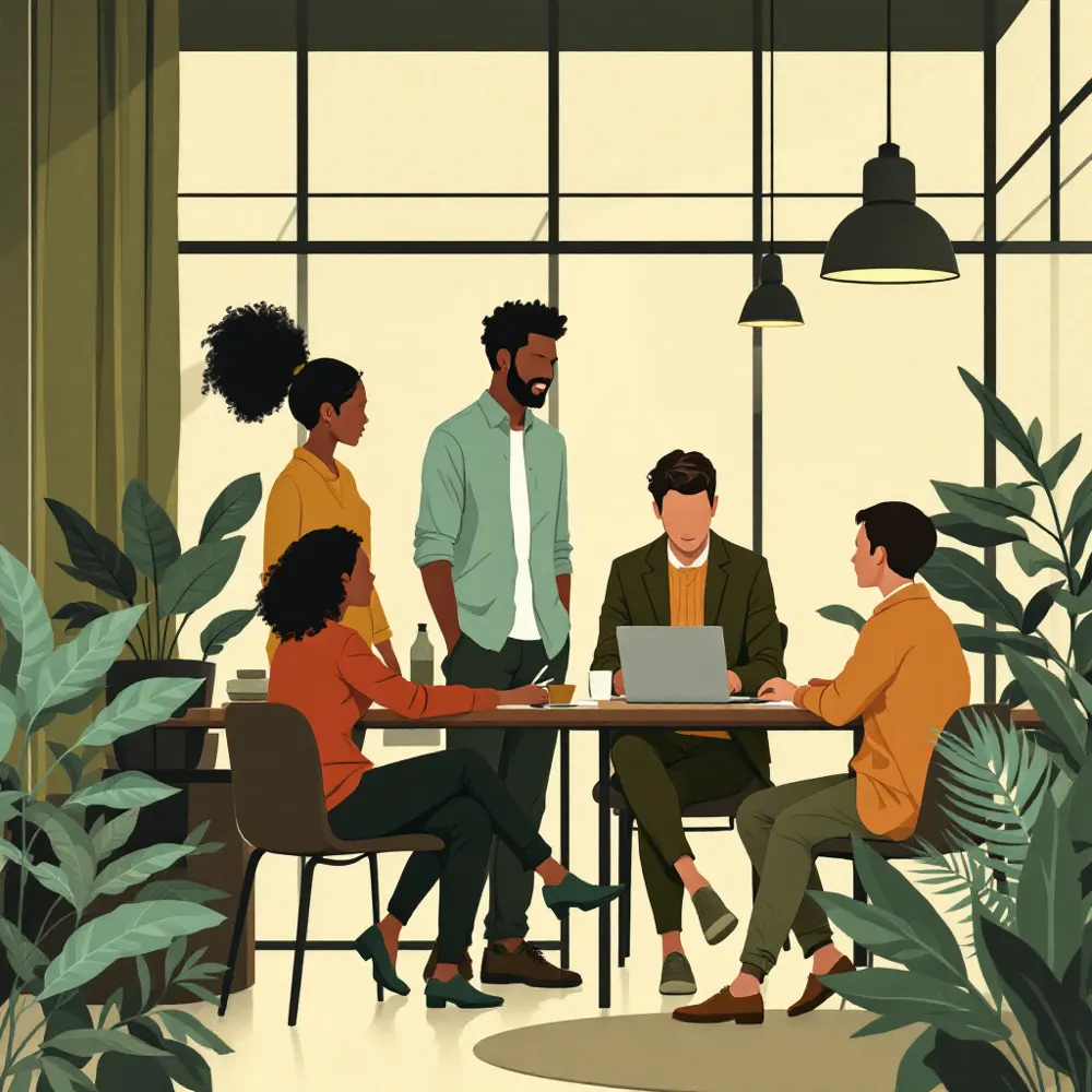 Équipe à distance collaborant autour d'une table